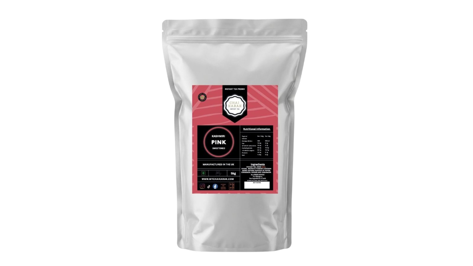 Chai Karak Kashmiri Pink Chai instant premix 5kg wholesale bulk bag